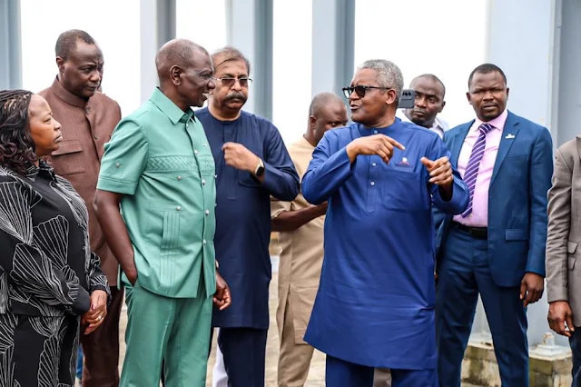 Africa's Wealthiest Man Aliko Dangote Hosts Kenyan President William Ruto At Dangote Refinery Complex