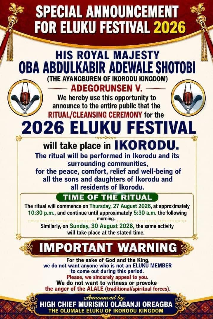 Eluku Festival: Ikorodu Announces Curfew