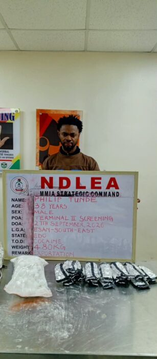 NDLEA Arrests Italy-bound Businessman With 4.8kg Cocaine Hidden In Shoes, Bags