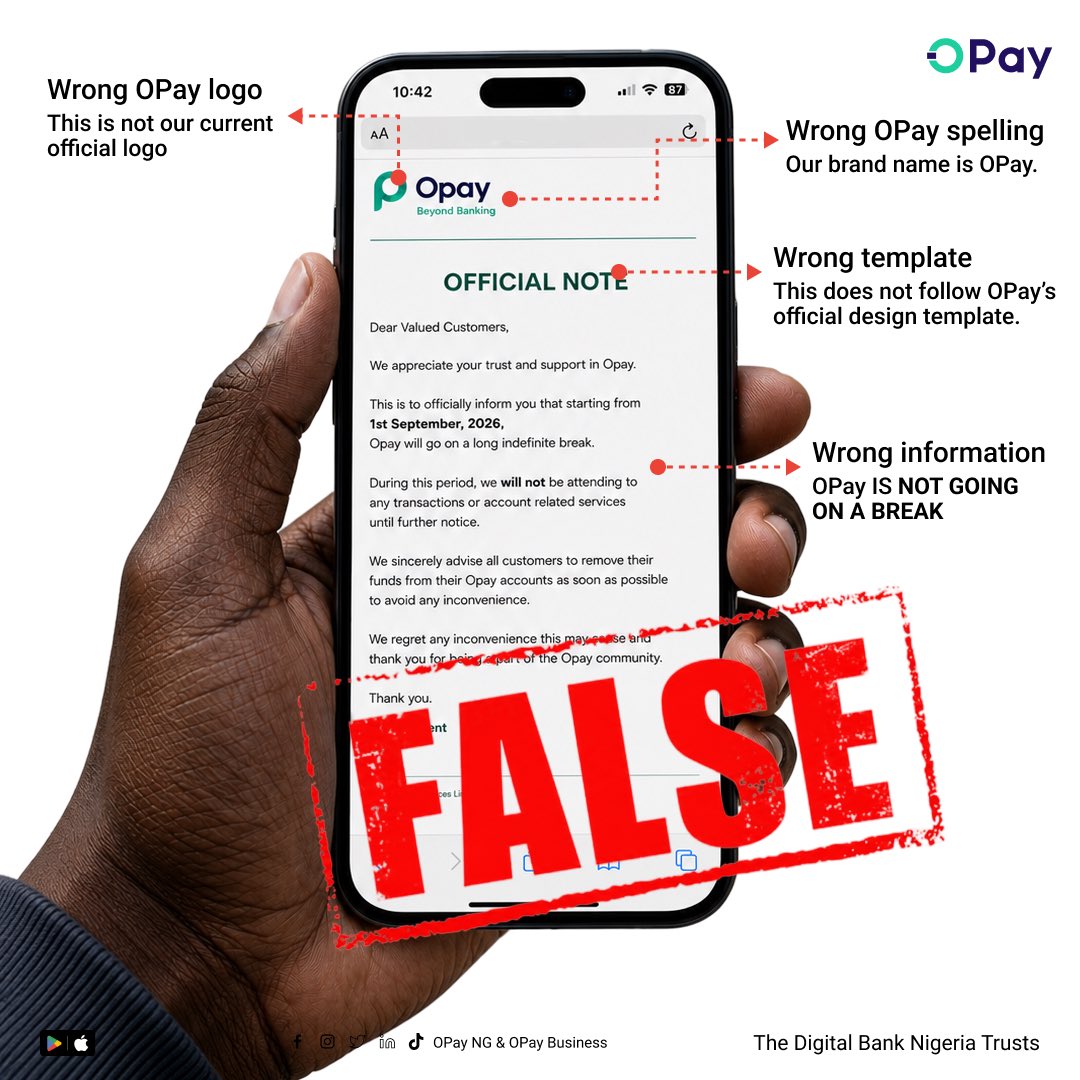 Opay shutting down in September is false news!!