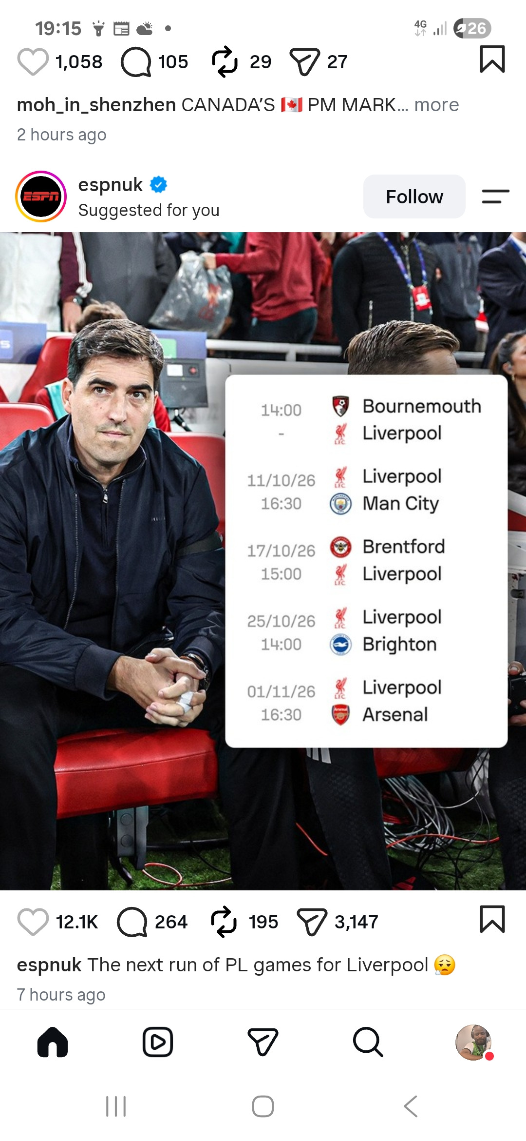 Liverpool  Next 5 Fixtures