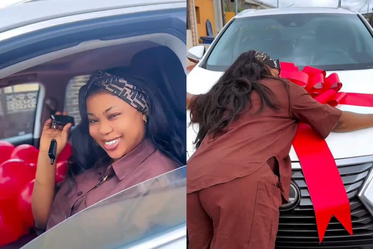 Seyi Edun thanks her husband, Adeniyi Johnson, as he surprises her with a brand new Lexus (Video)