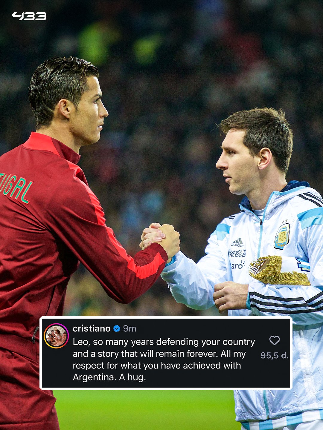 Cristiano Ronaldo Hails Messi On His Retirement