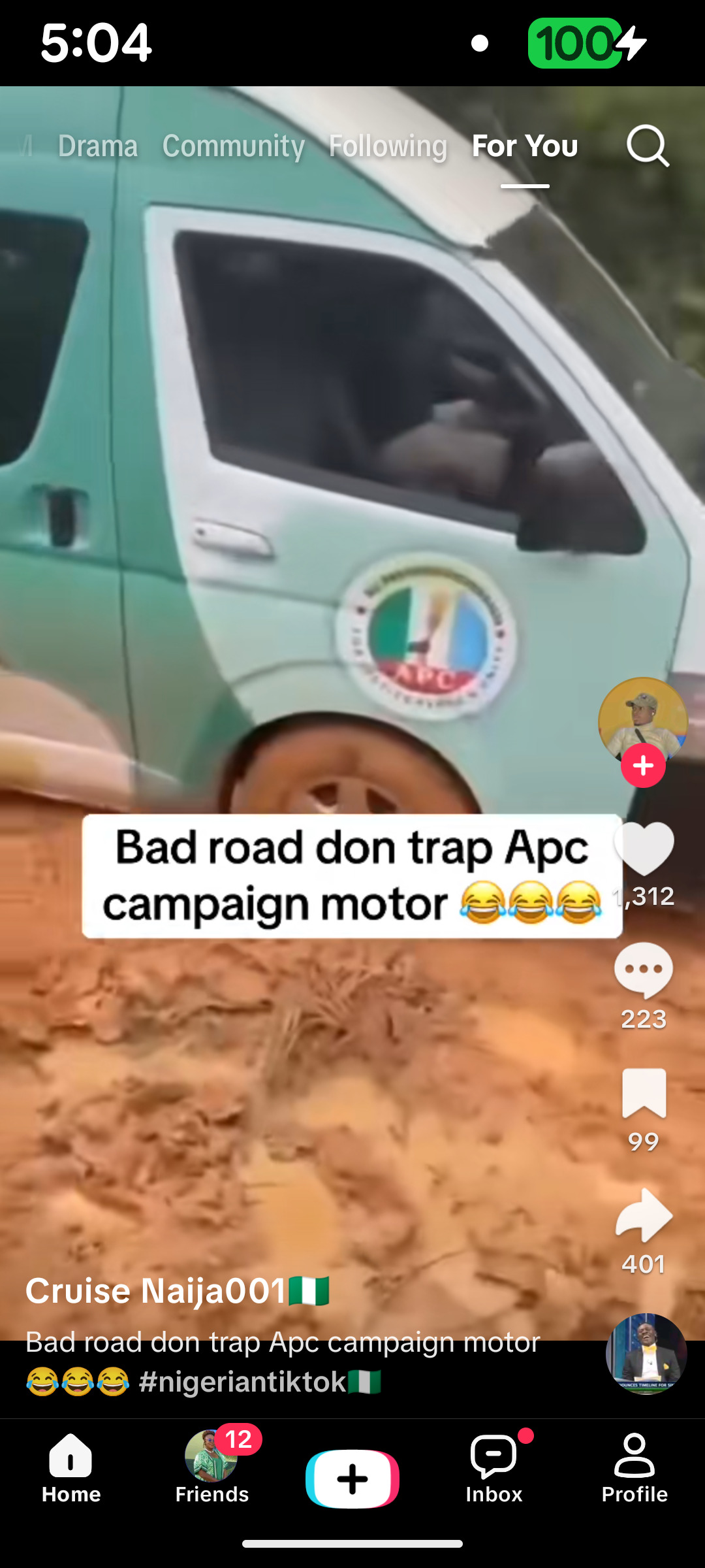 APC Campaign Bus Stuck On A Bad Road In Ebonyi (Video)