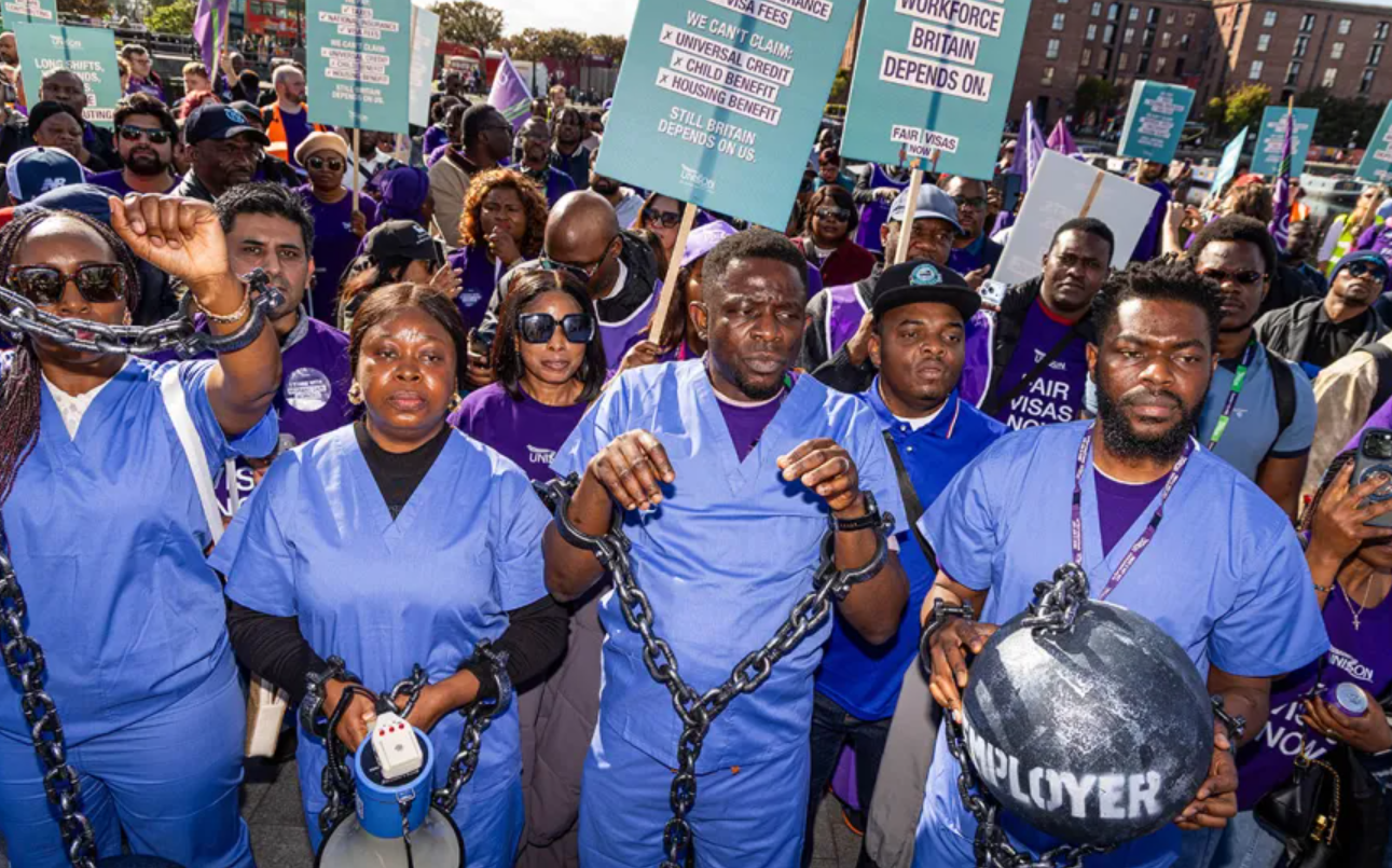 UK migrant workers wear chains, sing Asa’s ‘Jailer’ to protest proposed visa reforms