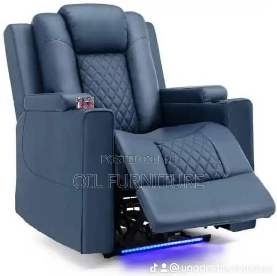 Luxury Home Theater Recliner Chair With LED Lighting Cup Holders