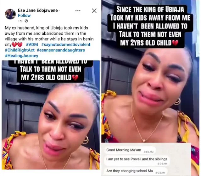 Edo Monarch's Alleged EX Wife Cries Out That Her Kids Were Seized From Her