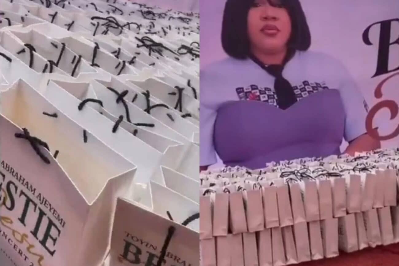 Toyin Abraham gives out cash and gifts to fans at her praise concert (Video)
