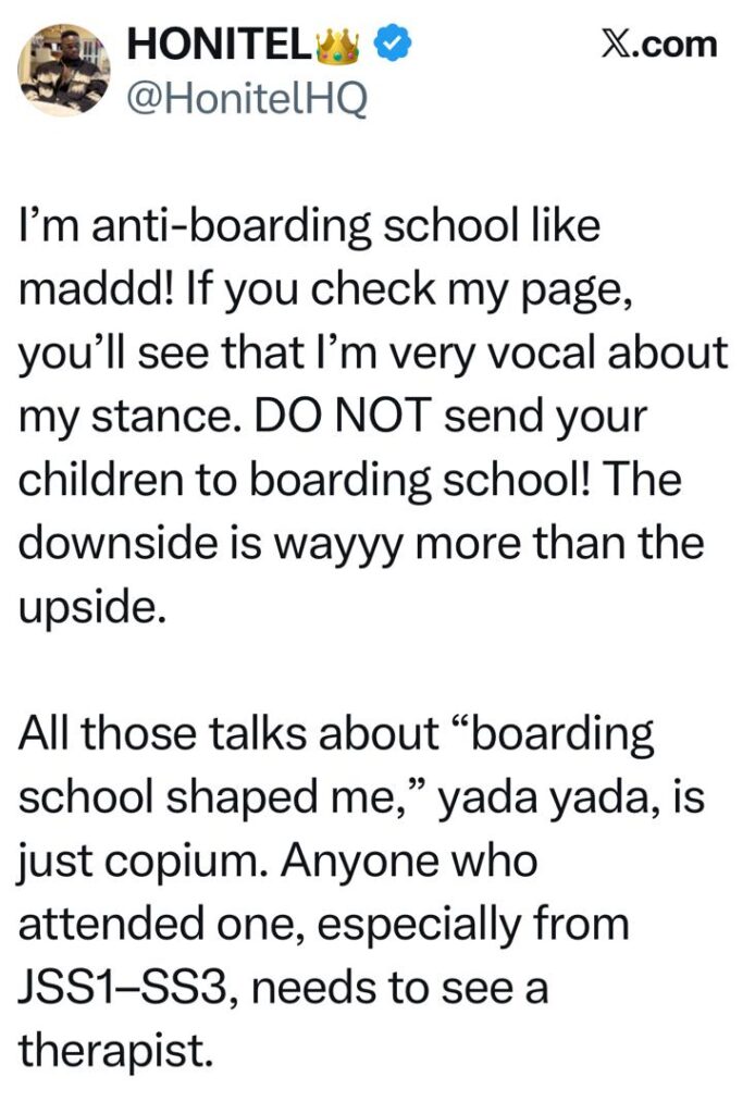 “Anyone who attended a boarding school…needs to see a therapist” – Man critiques boarding housing