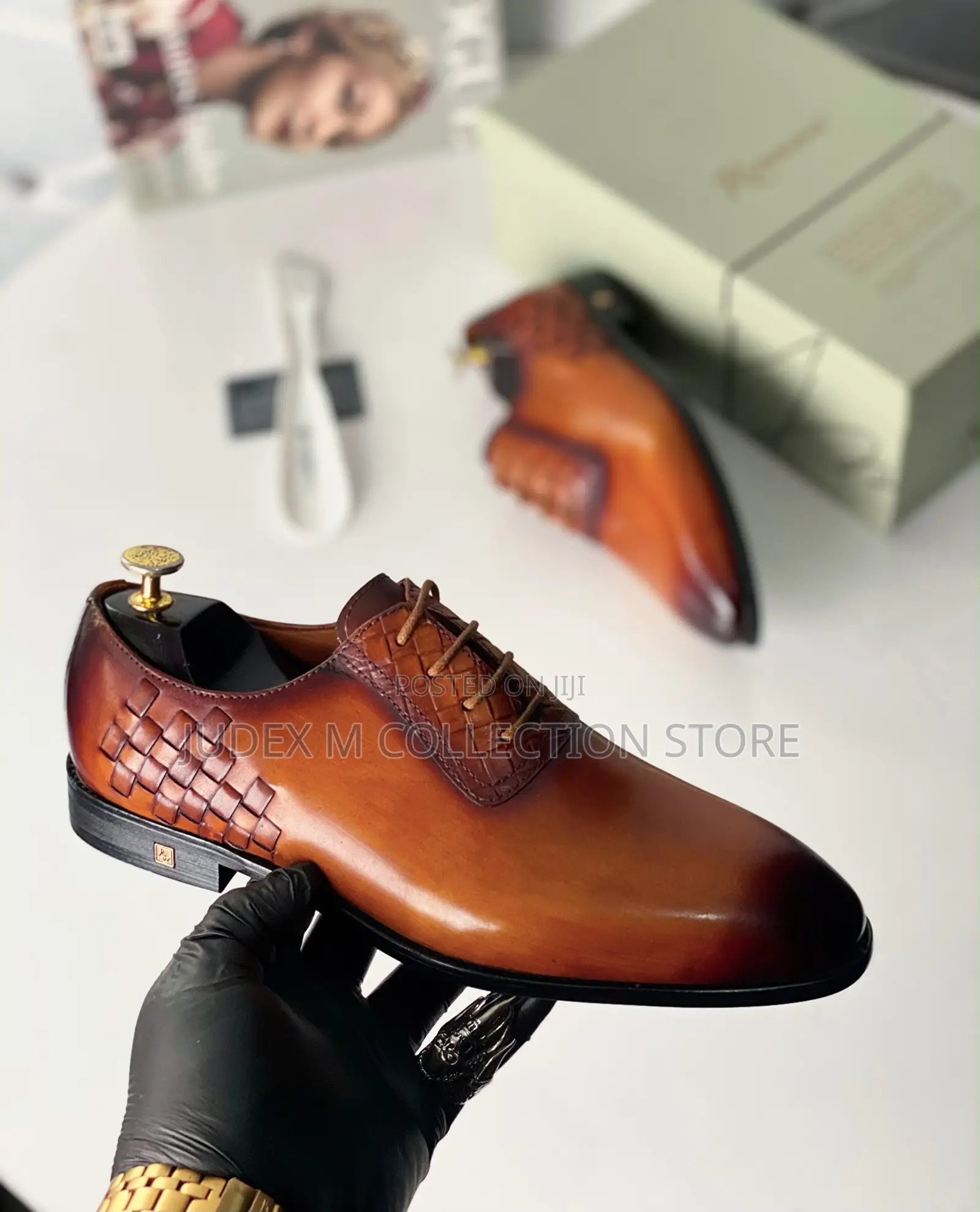 Salvatore Feragamo Shoe and Richwanaz Leather Lace Up Shoe