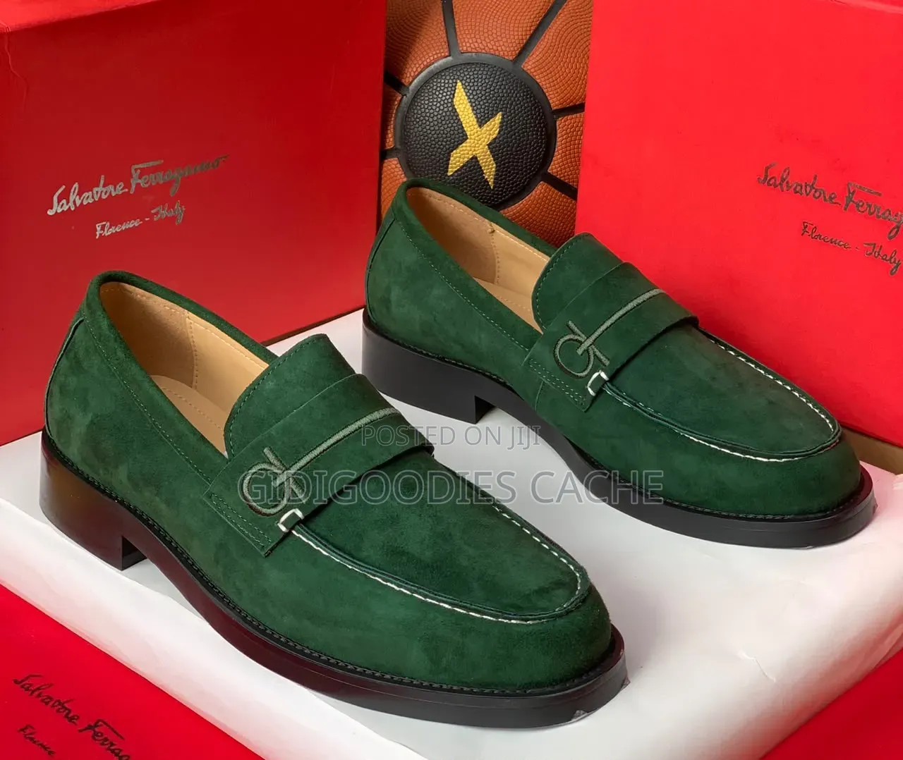 Salvatore Ferragamo Forest Green Suede Penny Loafers Size 40-46
