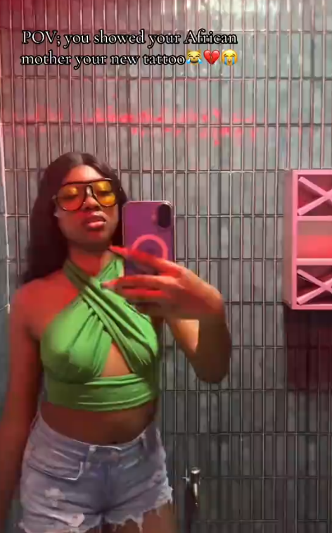 Lady reveals her new tattoo to Mum, gets an unexpected reaction (Watch)