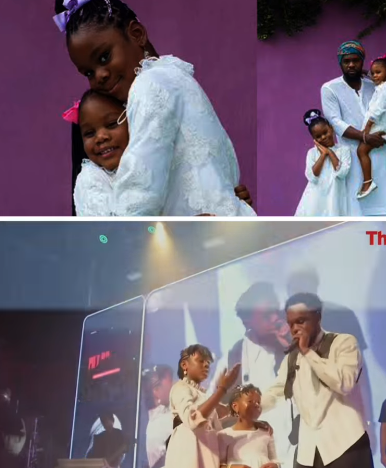 Heartwarming moment between singer Patoranking and his daughters on stage (video)
