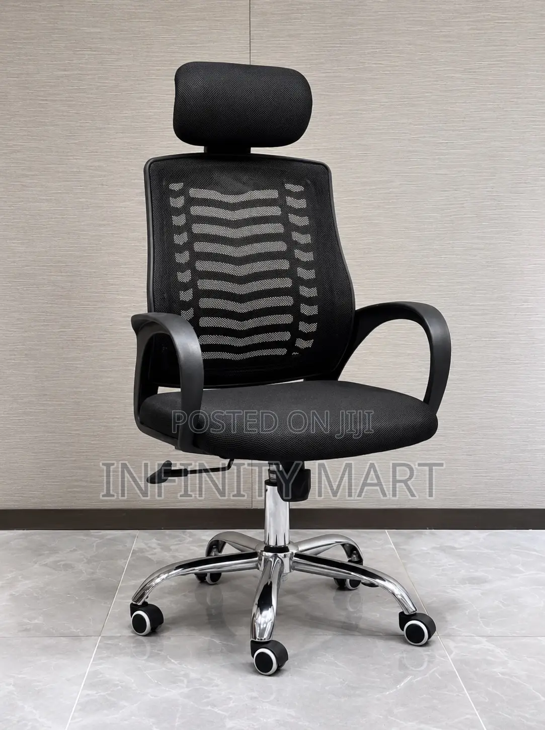 Office Chair High Back Mesh With Headrest and Chrome Base