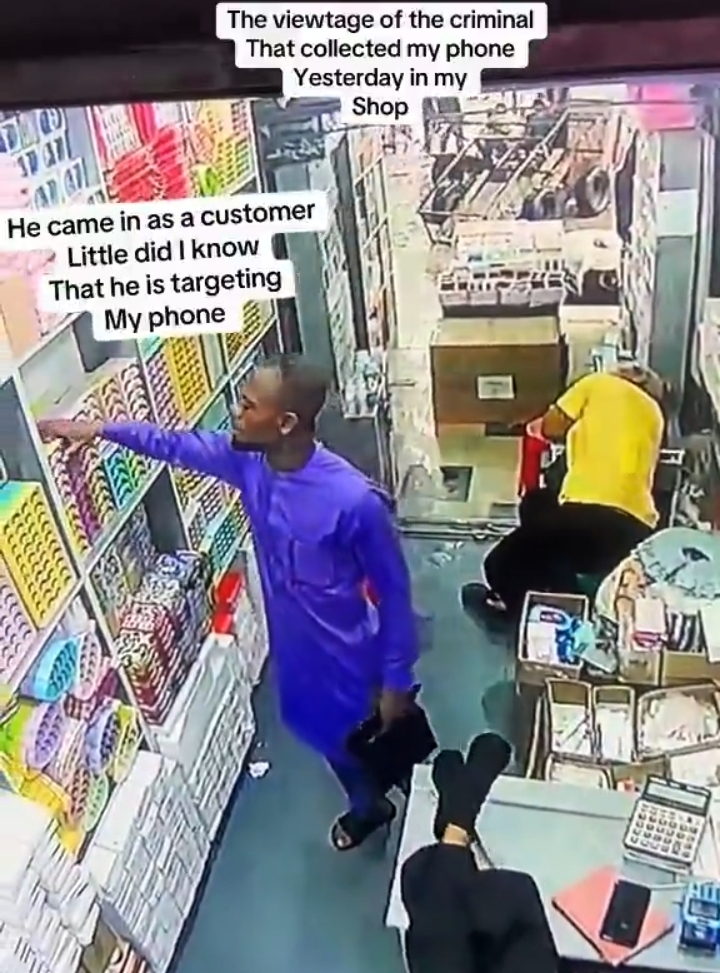 CCTV Captures Man Stealing Saleswoman’s Phone At Lagos Trade