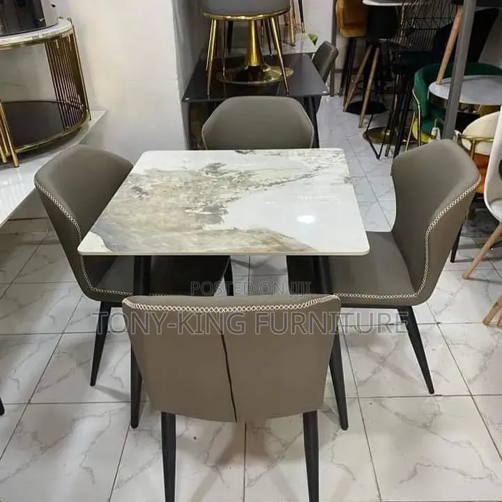Marble Dining Table Set by 4-Seater