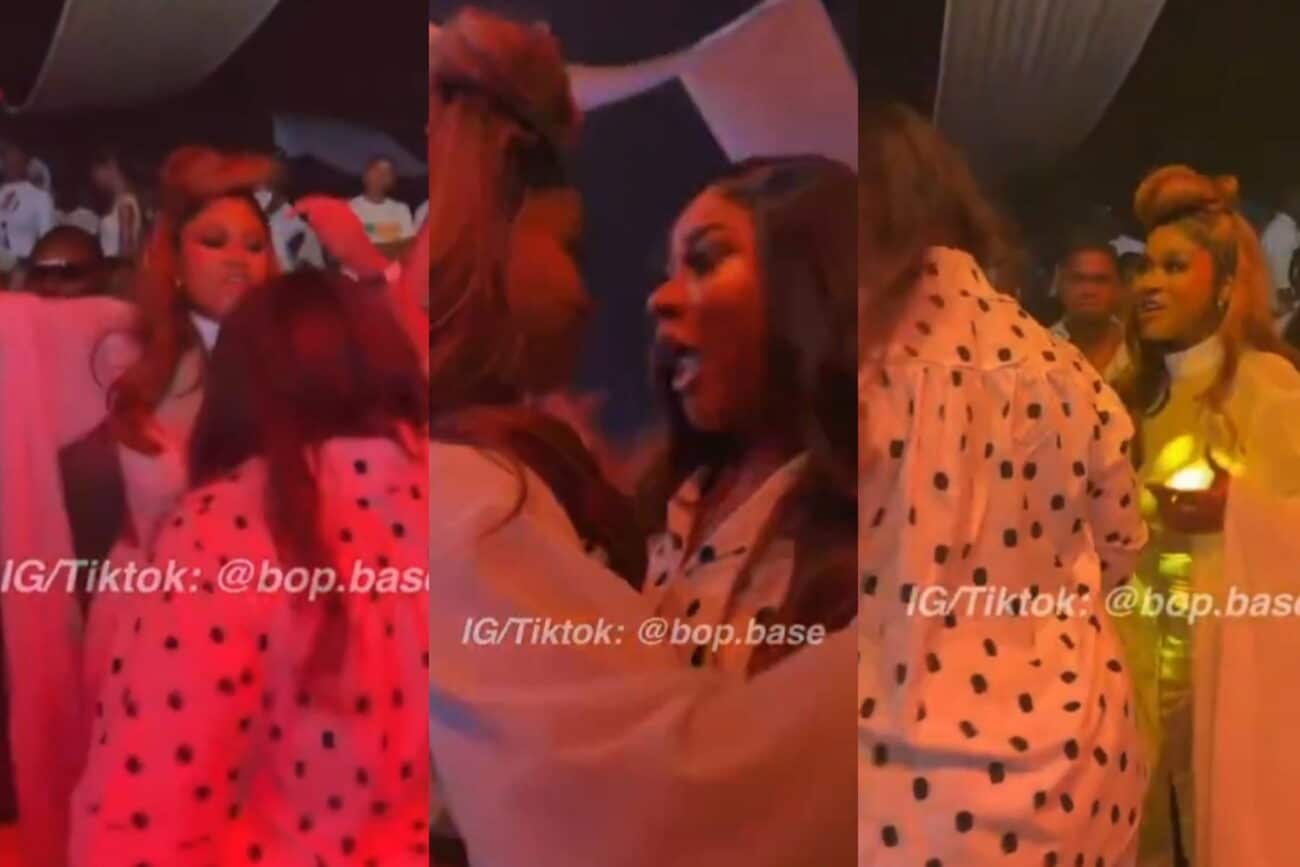 Moment Nkechi Blessing attacks Phyna at Pretty Mike’s All White Party (Video)