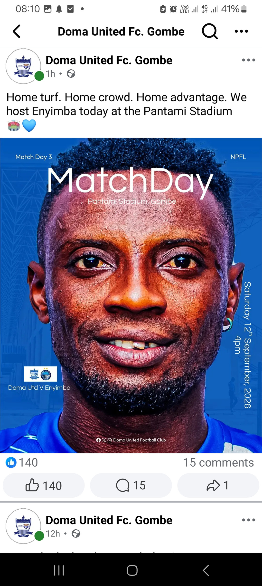 Match Day As Doma United Takes On Enyimba Of Aba