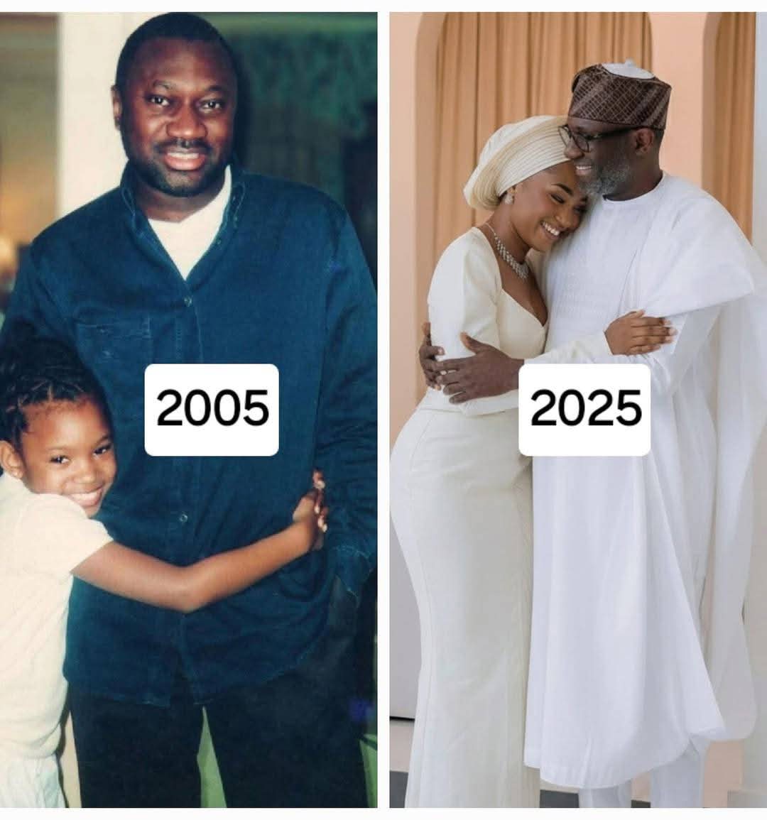 THROWBACK: Femi Otedola And Daughter, Temi, Lovely Pose 20 Years Ago And Now