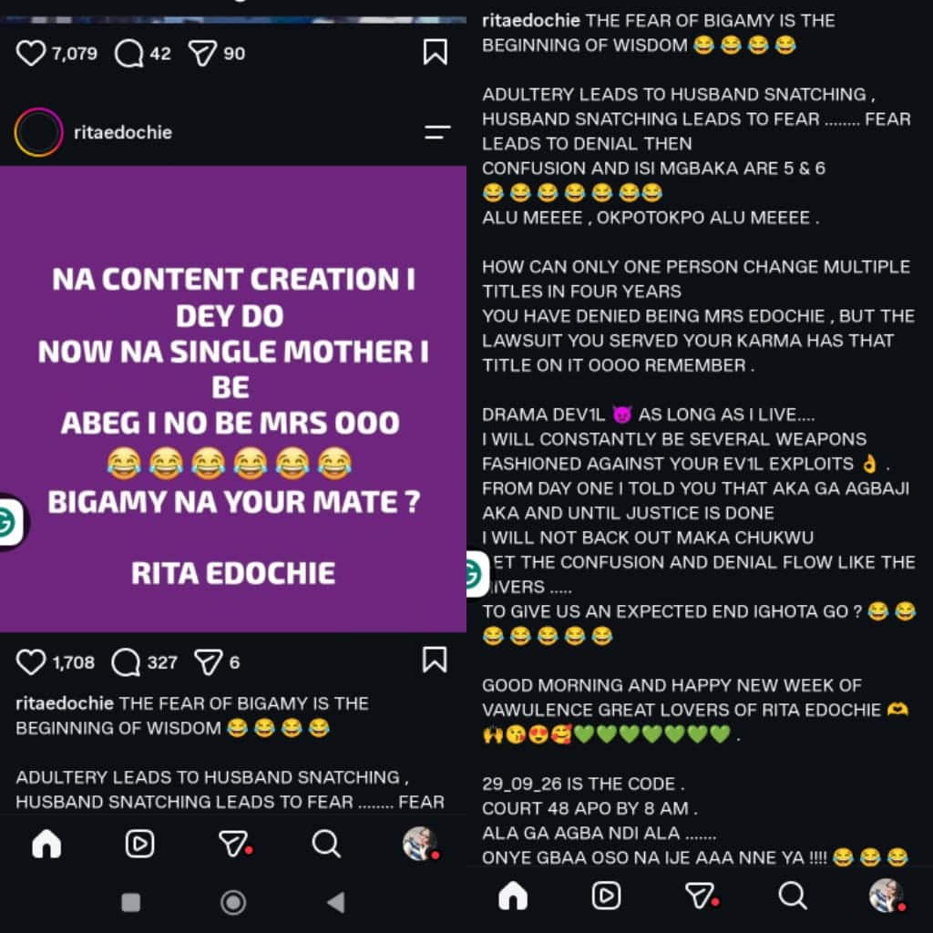 “From content creation to single mother and now denying being Mrs Edochie” – Rita Edochie taunts Judy Austin as she vows not to back out