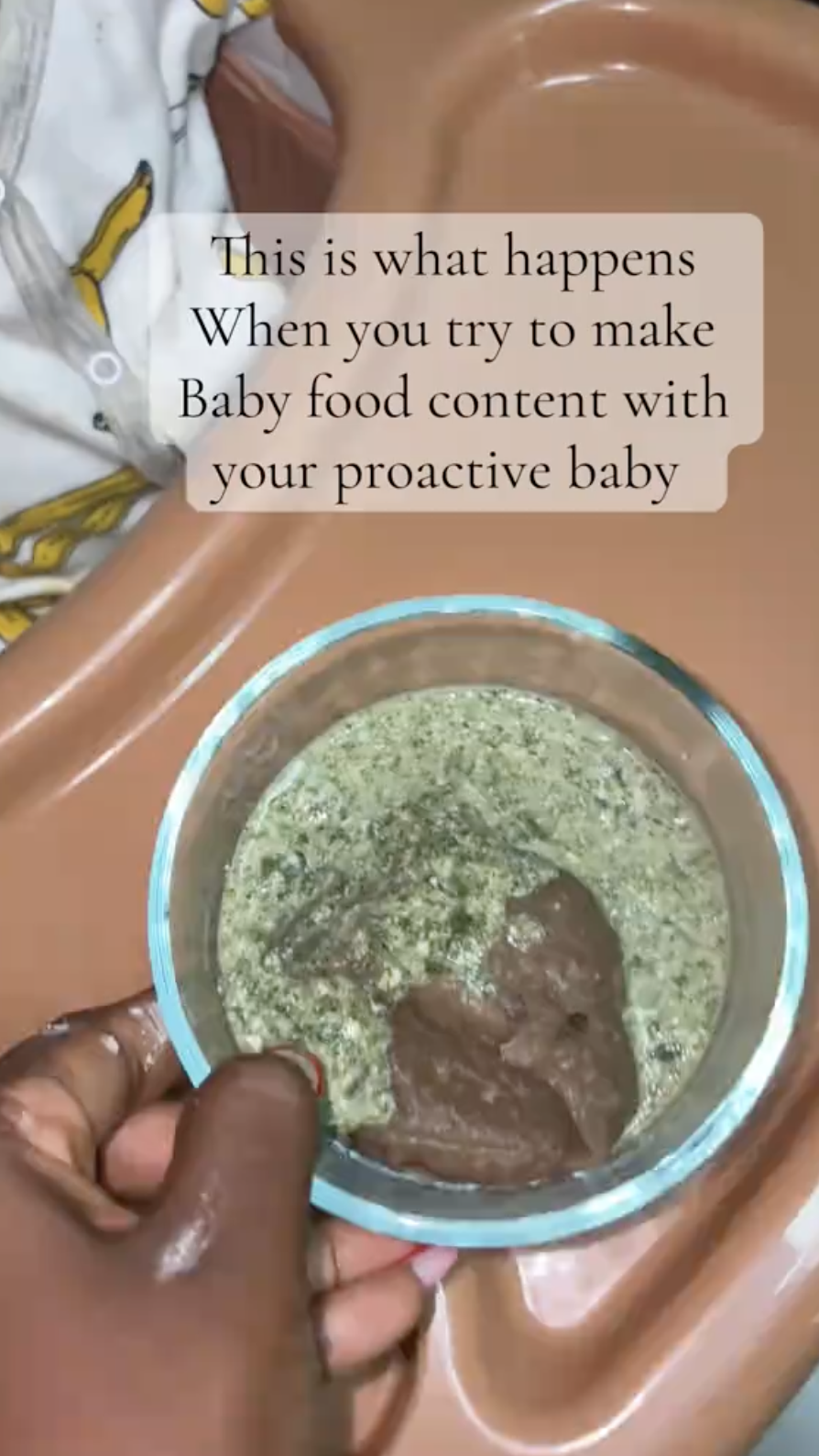Mother shares her struggle of filming food content with her baby who is quite proactive (WATCH)