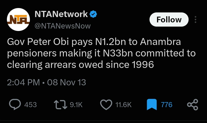 Reactions As 2013 NTA Report On Peter Obi's Payment Of Anambra Pension Resurface