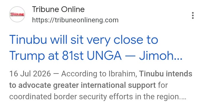 Tinubu Absence @UNGA 2026; Jimoh Ibrahim Lame Attempt To Defend The Indefensible