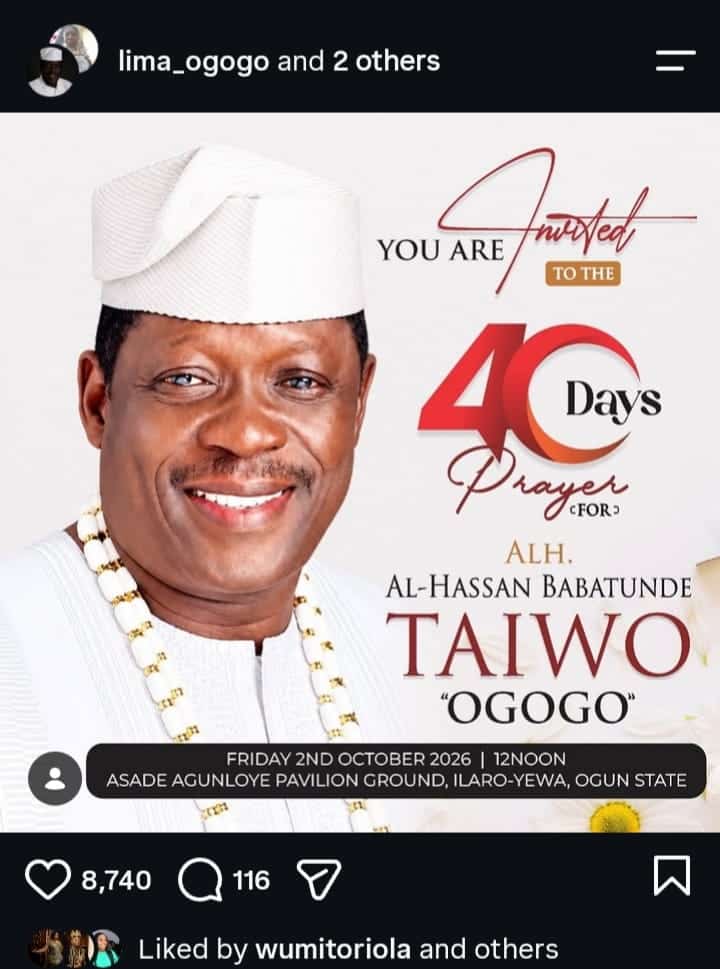 Late Taiwo Hassan’s family set to hold 40-day prayer for him