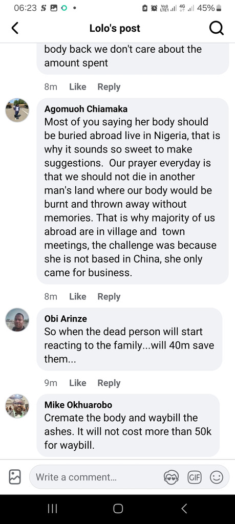 Reactions To Bringing Someone That Died Abroad To Nigeria For N40 Million