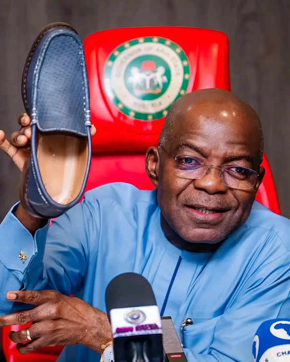 Abia State Gov Alex Otti Shows Off His Aba-Made Shoes