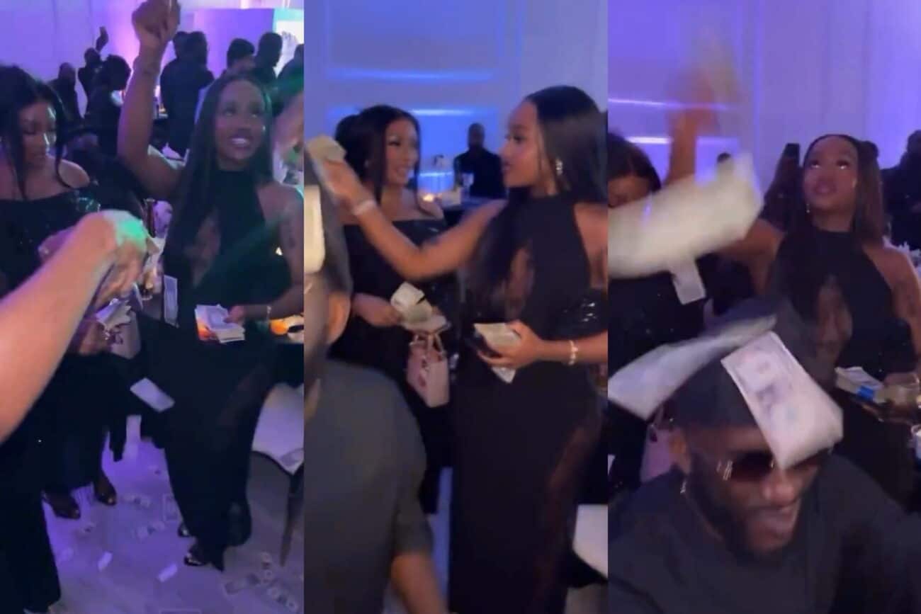 “Billionaire wife” – Moment Davido’s wife, Chioma, makes money rain at an event (Video)