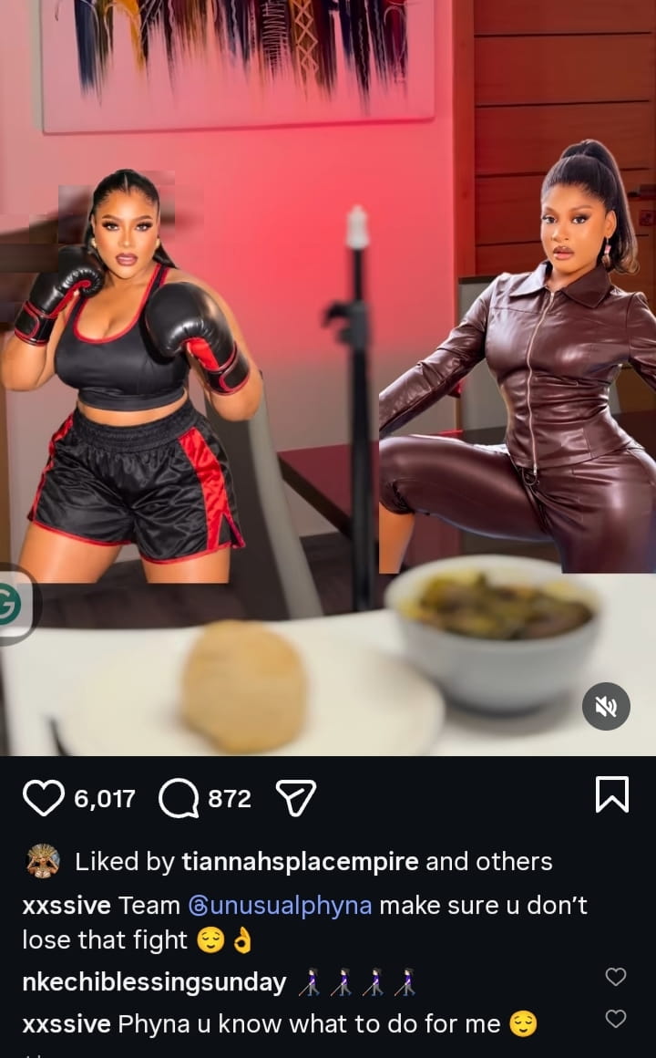 Nkechi Blessing reacts as ex-boyfriend, Xxssive, tells Phyna not to lose the fight ahead of their boxing match