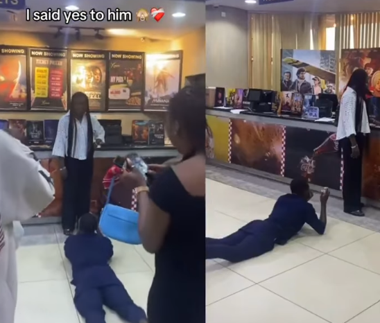 'Finished' Nigerian man prostrates to propose to his woman (video)