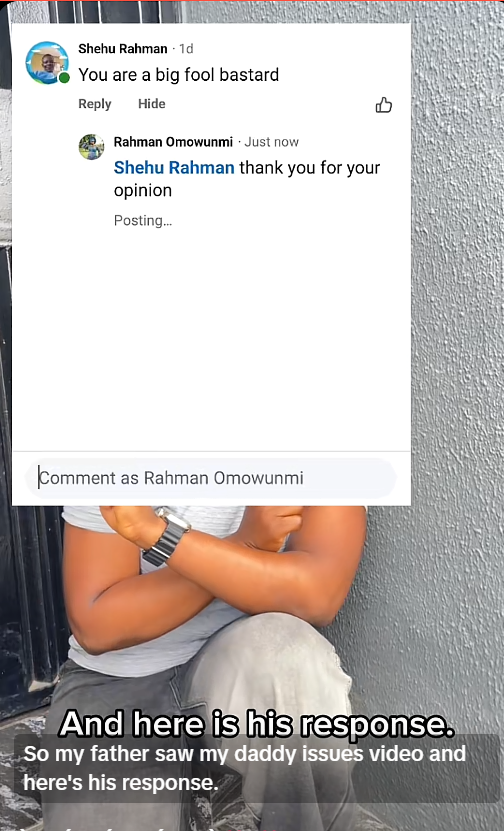 A father calls his daughter a “b@st@rd” after she made a video saying she has “daddy issues”