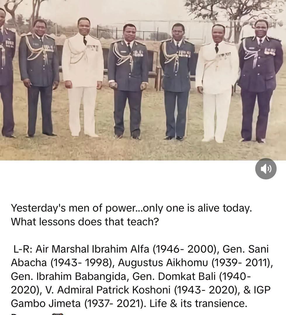 Nigeria Military Leadership Of Babangida's Era: Then & Their Fate Today(picture)