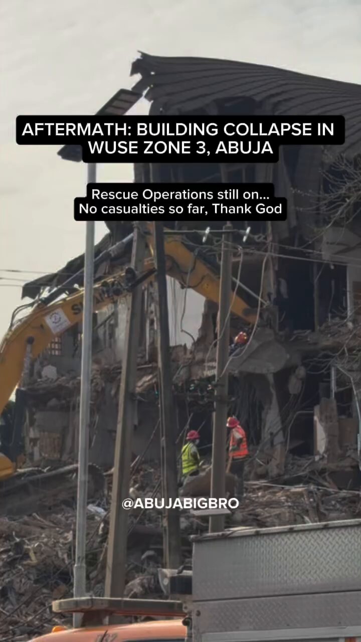 Three-storey Building Collapses In Wuse, Abuja (video)