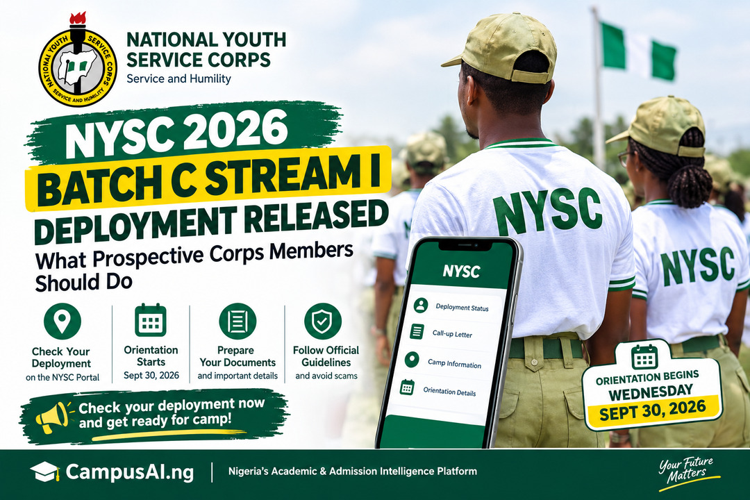NYSC 2026 Batch C Stream I Deployment Released: Check Posting, Camp