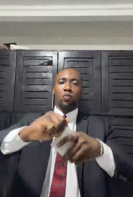Man accidentally brəaks perfume bottle while attempting viral trend (Watch)