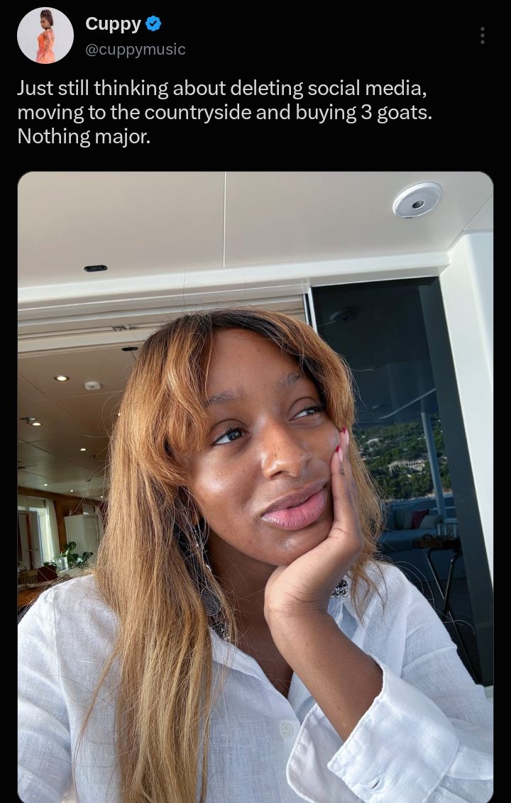 “Buying 3 goats” — DJ Cuppy sparks reactions as she reveals unusual countryside plan