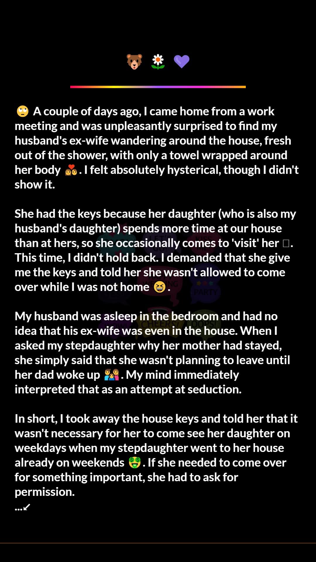 AlTAH for taking away the keys of our house from my husband's ex-wife?