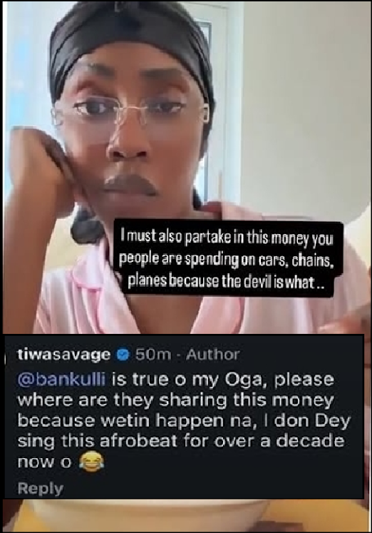 Singer Tiwa Savage Reacts As Male Colleagues Splash Billions On Luxury Cars