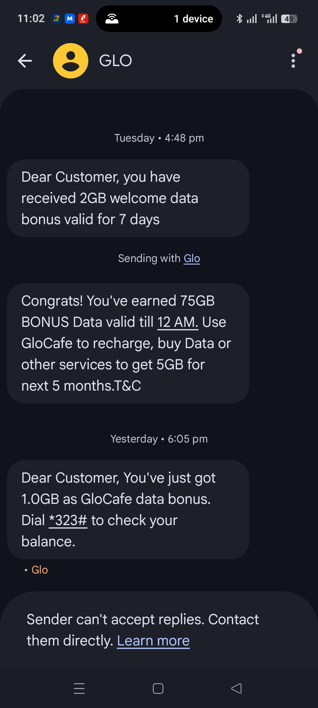 Glo Gave Me 75gb Bonus After I Got A New SIM