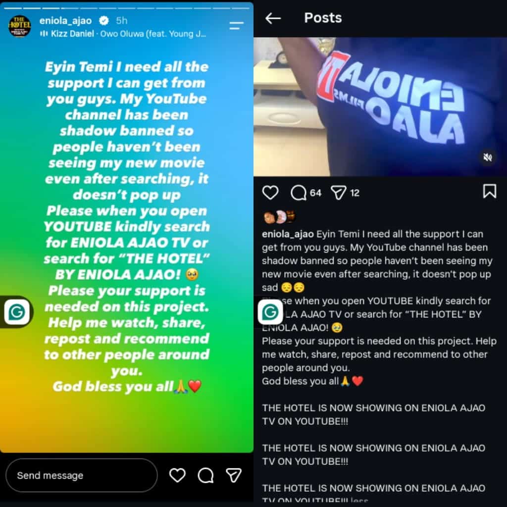 “I am running into debt” – Actress Eniola Ajao cries out, begs for forgiveness as her movie gets shadow banned after massive report (Video)