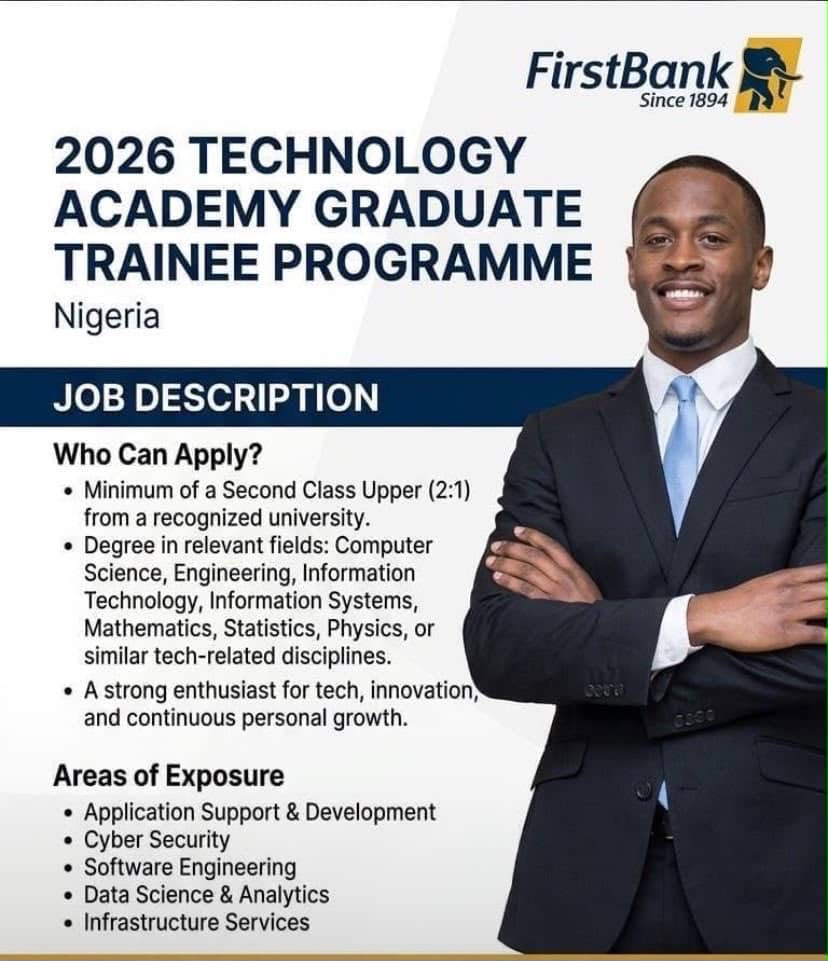 FirstBank TECHNOLOGY ACADEMY GRADUATE TRAINEE PROGRAMME