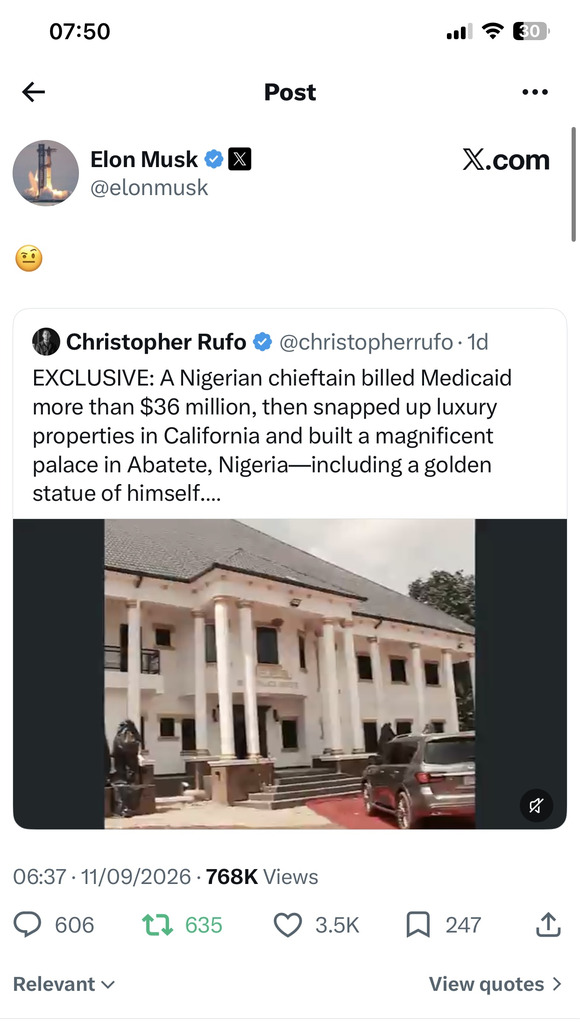 Elon Musk Reacts To Nathan Ogbatue's $36 Million Medicaid Billing Of California