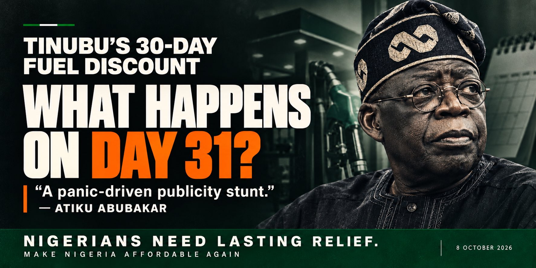 Tinubu’s 30-day Fuel Discount Is An Election Publicity Stunt — Atiku