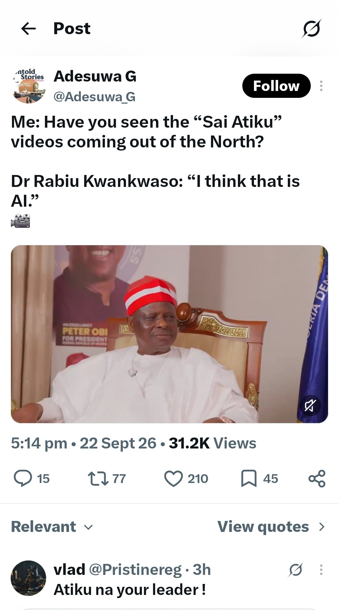 The Crowd Chanting Atiku’s Name In The North Is AI - Kwankwaso