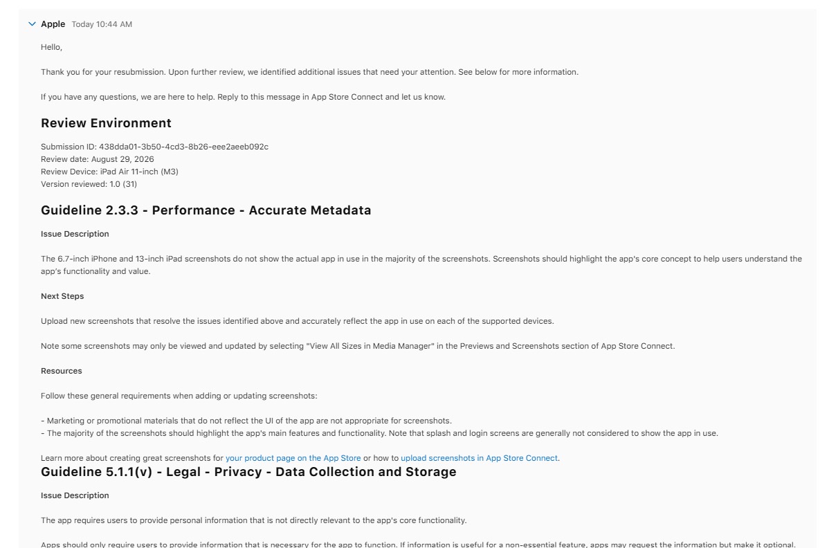 Apple Keeps Rejecting Our App, Please What Could Be The Cause?