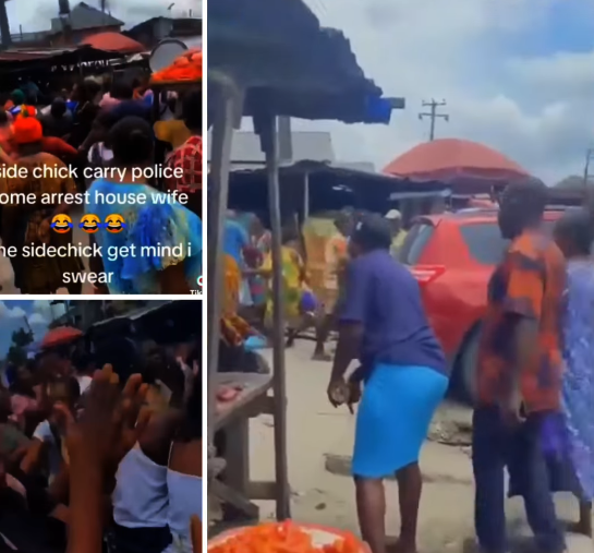 Market women protest as side chic storms market with police officers to arrest their colleague