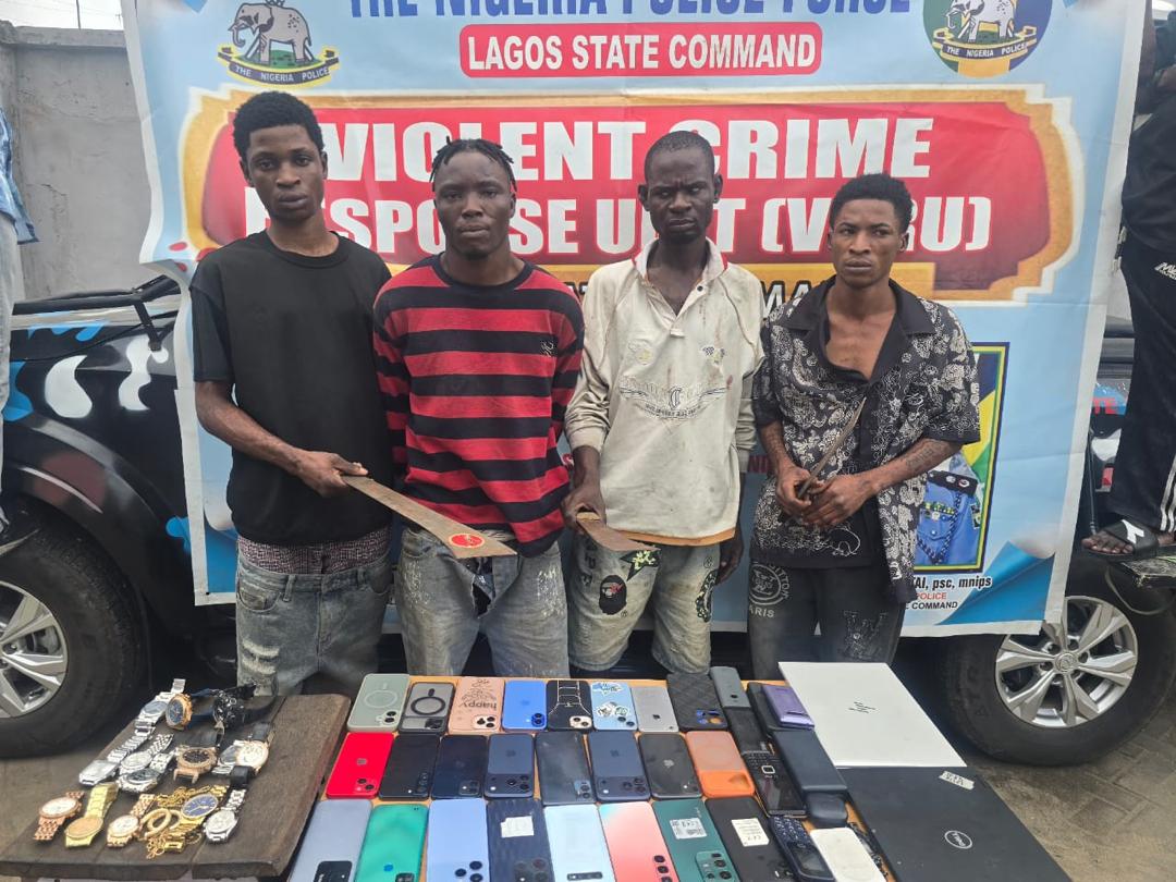 VCRU Arrests Four Suspected Armed Robbers, Recovers 25 Phones, Laptops.....